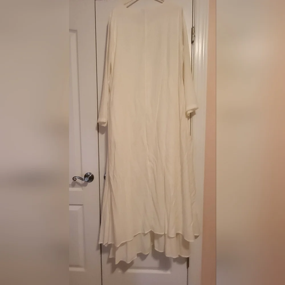 Elegant Cream Long Sleeve Dress - Picture 2 of 6
